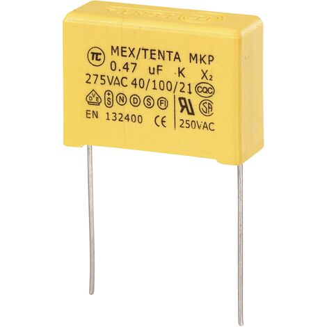 Tru Components – Condensateur anti-parasite MKP-X2 0.47 µF 275 V/AC – Sortie radiale – Dimensions 26.5 x 8.5 x 17 mm – Tolérance 10 % - S490331