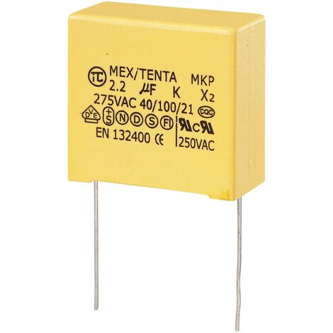Tru Components – Condensateur anti-parasite MKP-X2 2 µF 275 V/AC – Sortie radiale avec pins à souder – Dimensions 32 x 15 x 30 mm - S882131
