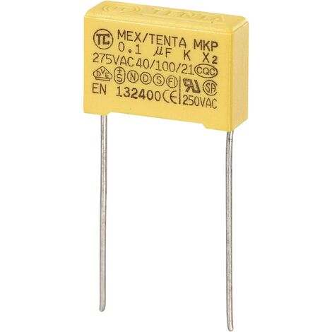 Tru Components – Condensateur anti-parasite MKP-X2 sortie radiale 0.15 µF 275 V/AC – Tolérance 10 % – Dimensions 18 x 6 x 12 mm - S810381