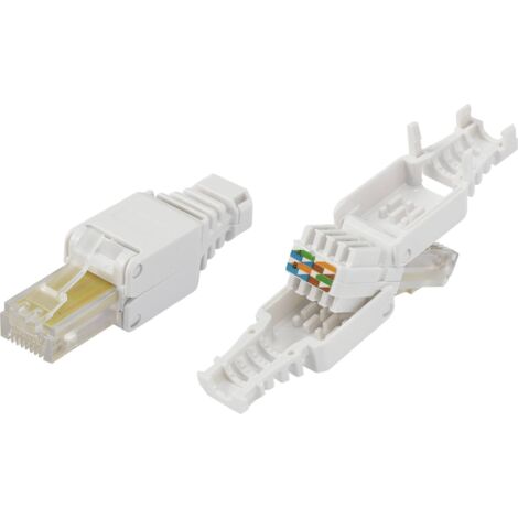 Tru Components – Connecteur RJ45 mâle droit naturel – Autodénudant – Norme CAT 5e – Dimensions 14.5x15x52.8mm – 1 pièce