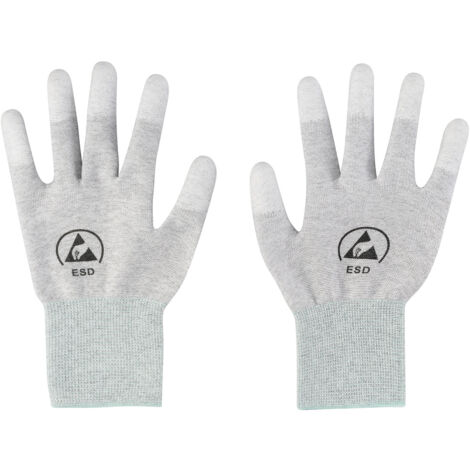 TRU COMPONENTS  ESD-Handschuh mit Beschichtung an den Fingerspitzen Kleider-Größe: M Polyamidfaser,