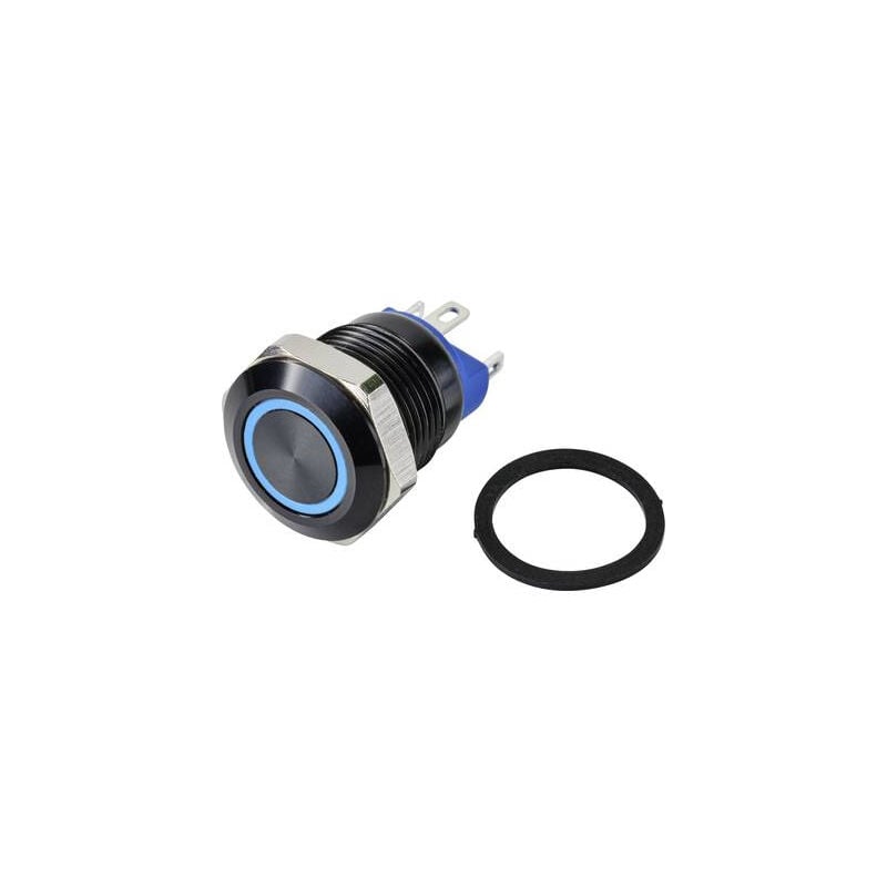 Tru Components - TC-9428156 GQ12-AF-10E/J/B/12V/A bouton poussoir à pression 48 v/dc 2 a 1 x off/(on) à rappel bleu IP67 (façade a