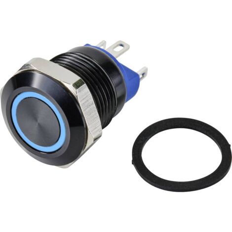 TRU COMPONENTS  GQ12-AF-10E/J/B/12V/A Pulsante 48 V/DC 2 A 1x Off / (On) Momentaneo Blu IP67 (frontale) 1 pz.