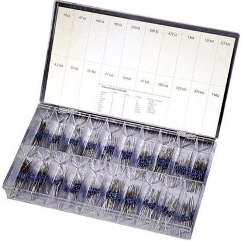 Tru Components – Jeu de résistances à couche métallique 0.25 W 1 % – 390 pièces – Sortie axiale – Résistances 10-100 kΩ – Coffret transparent - S830281