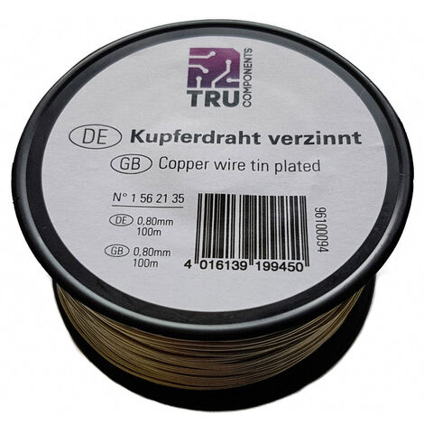 TRU COMPONENTS Kupferdraht  Außen-Durchmesser (ohne Isolierlack): 0.80 mm  100 m