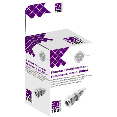 TRU COMPONENTS  Laborsteckverbinder-Sortiment Buchse, Einbau vertikal  Silber 10 St.