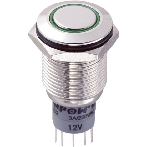 TRU COMPONENTS LAS2GQF-22ZE/G/12V/N/P Interruttore antivandalo 250 V/AC 3 A 2 x On / On Permanente 1 pz.