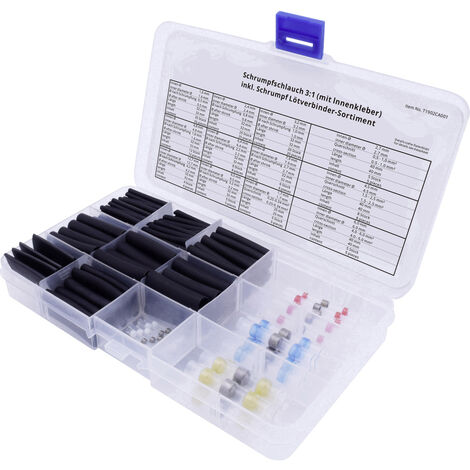 TRU COMPONENTS T1902CA001 Schrumpfschlauchsortiment Schwarz   Schrumpfrate:3:1 135 Teile