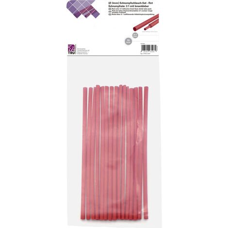 TRU COMPONENTS T1902CA029 Schrumpfschlauchsortiment Rot 3 mm 1 mm Schrumpfrate:3:1 15 St.