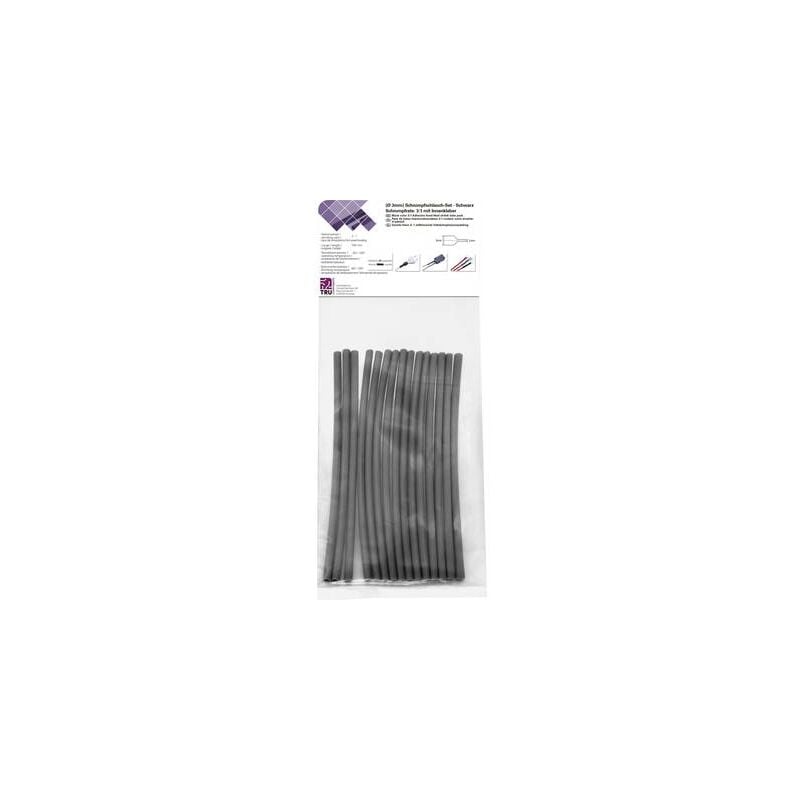 Assortiment de gaines thermorétractables 3:1 Tru Components noir ø avant retreint: 3 mm 15 pc(s)