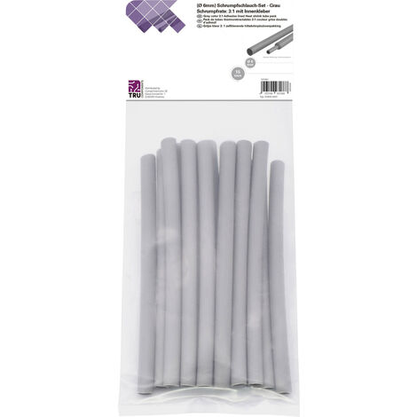 TRU COMPONENTS T1902CA035 Schrumpfschlauchsortiment Grau 6 mm 2 mm Schrumpfrate:3:1 15 St.