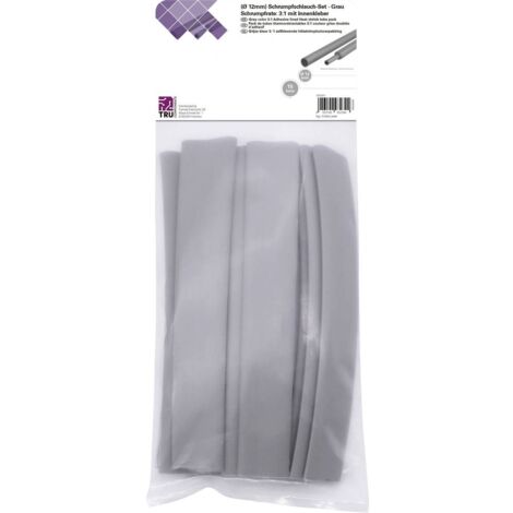 TRU COMPONENTS T1902CA040 ASSORTIMENTO DI GUAINE TERMORETRAIBILI GRIGIO 12 MM RAPPORTO DI RESTRINGIMENTO:3:1 15 PZ.