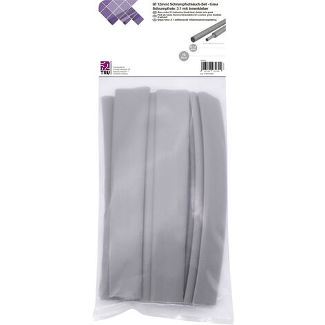 TRU COMPONENTS T1902CA040 Schrumpfschlauchsortiment Grau 12 mm 4 mm Schrumpfrate:3:1 15 St.