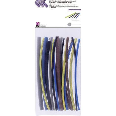 TRU COMPONENTS T1902CA044 Schrumpfschlauchsortiment Blau, Braun, Grau, Grün, Gelb, Schwarz   Schrump