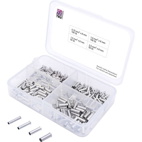 TRU COMPONENTS T1903C022 Aderendhülsen-Sortiment 0.75 mm², 1 mm², 1.5 mm², 2.5 mm² Unisoliert Silber