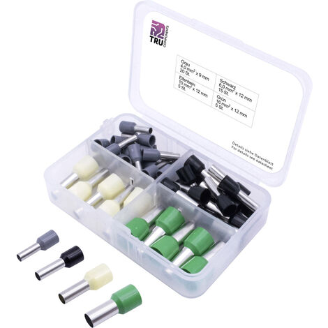 TRU COMPONENTS T1903C025 Aderendhülsen-Sortiment 4 mm², 6 mm², 10 mm², 16 mm² Teilisoliert Grau, Sch