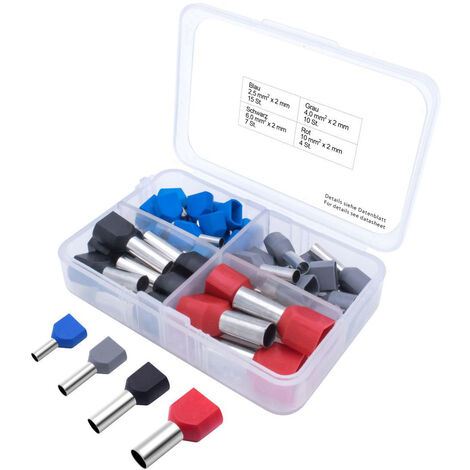 TRU COMPONENTS T1903C026 Aderendhülsen-Sortiment 2.5 mm², 4 mm², 6 mm², 10 mm² Teilisoliert Blau, Gr