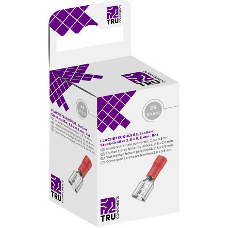 TRU COMPONENTS T1904C040 Flachsteckhülsen-Sortiment  Steckbreite: 2.80 mm Steckdicke: 0.80 mm 180 °