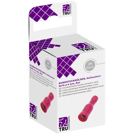 TRU COMPONENTS T1904C048 Rundsteckhülse  0.50 mm² 1.50 mm²  Vollisoliert Rot 25 St.
