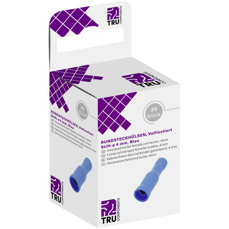 TRU COMPONENTS T1904C049 Rundsteckhülse  1.50 mm² 2.50 mm²  Vollisoliert Blau 25 St.