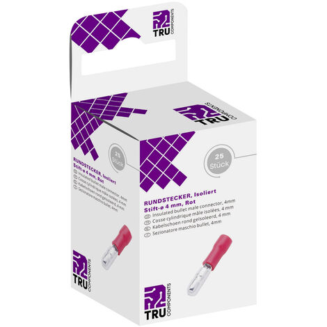 TRU COMPONENTS T1904C050 Rundstecker  0.50 mm² 1.50 mm²  Teilisoliert Rot 25 St.