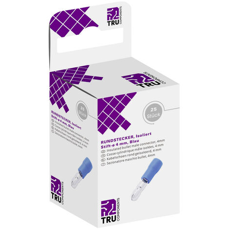 TRU COMPONENTS T1904C051 Rundstecker  1.50 mm² 2.50 mm²  Teilisoliert Blau 25 St.
