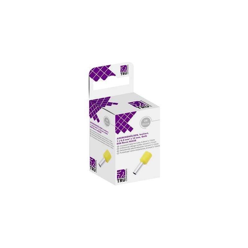 Tru Components - embout simple dextrémité de câble T1904C057 8436872 1 x 6 MM² x 12 mm partiellement isolé jaune 25 pc(s)