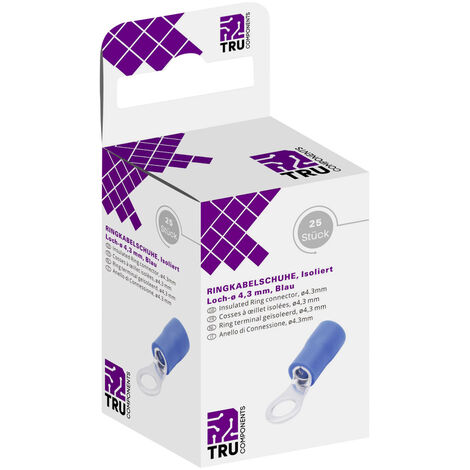 TRU COMPONENTS T1904C060 Ringkabelschuh  Querschnitt (max.)=2.50 mm² Loch-Ø=4.30 mm Teilisoliert Bla