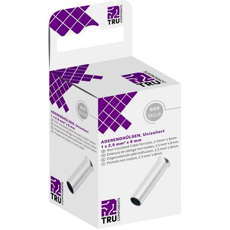 TRU COMPONENTS T1904C086 Aderendhülse 2.5 mm² Unisoliert Silber 500 St.