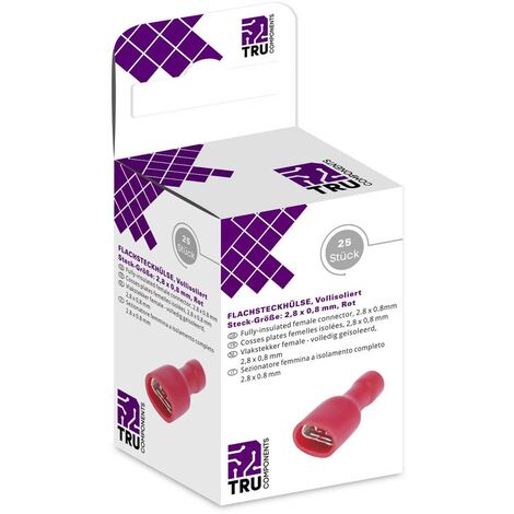 TRU COMPONENTS T1904C113 Assortimento prese piatte Larghezza spina: 2.80 mm Spessore spina: 0.80 mm 180 ° Completamente