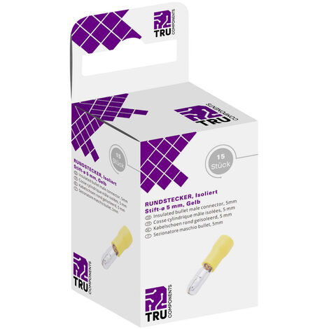 TRU COMPONENTS T1904C121 Rundstecker  4 mm² 6 mm²  Teilisoliert Gelb 15 St.