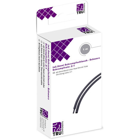 TRU COMPONENTS T1904CA027 Schrumpfschlauch ohne Kleber Schwarz 2 mm 1 mm Schrumpfrate:2:1 1 m