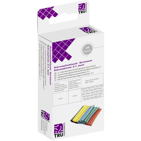 TRU COMPONENTS T1904CA041 Schrumpfschlauch ohne Kleber Schwarz, Rot, Gelb, Grün, Blau 4.50 mm 2.50 m