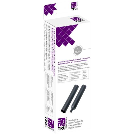 TRU COMPONENTS  T1904CA048 Termoretraibile con colla Nero 33 mm 5.50 mm Restringimento:6:1 1 pz.