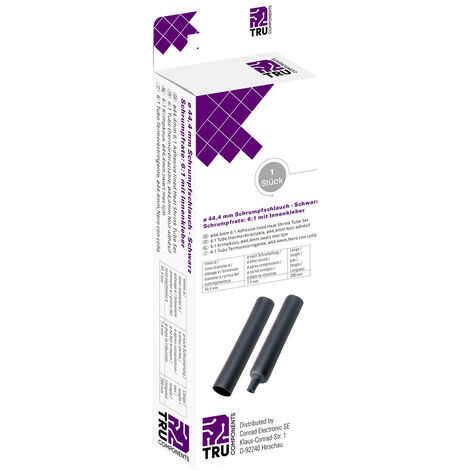 TRU COMPONENTS T1904CA049 Schrumpfschlauch mit Kleber Schwarz 44.40 mm 7.40 mm Schrumpfrate:6:1 1 St