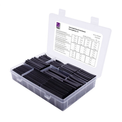 TRU COMPONENTS T1905CA055 Schrumpfschlauchsortiment Schwarz   Schrumpfrate:2:1 750 Teile