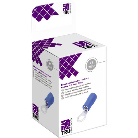 TRU COMPONENTS T2010C289 Ringkabelschuh  Querschnitt (max.)=2.5 mm² Loch-Ø=6.4 mm Teilisoliert Blau