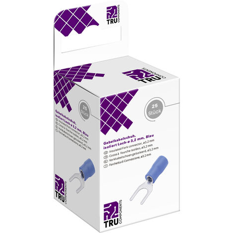 TRU COMPONENTS T2010C303 Gabelkabelschuh  1.5 mm² 2.5 mm² Loch-Ø=3.2 mm Teilisoliert Blau 25 St.