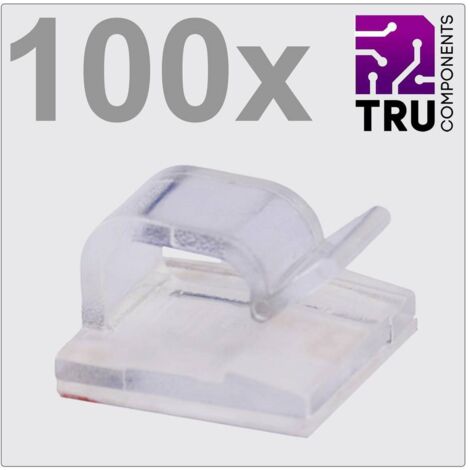 TRU COMPONENTS T24CA019 Clip de câble autocollant TC-12888432 Plage de Ø du faisceau 1 à 7 mm transparent 100 pc(s) A559763