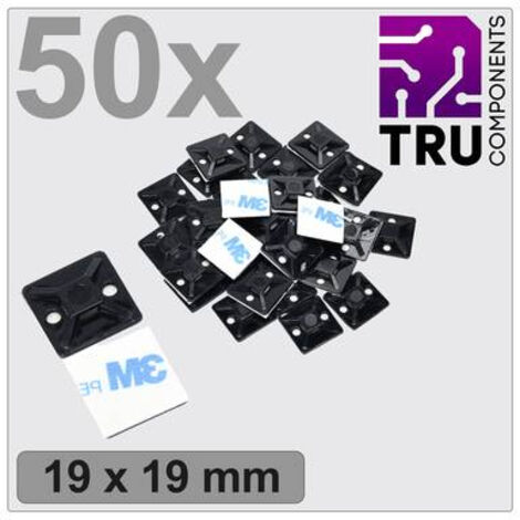 TRU COMPONENTS T24CA066 EMBASE DE FIXATION AUTOCOLLANT, VISSABLE TC-12888536 4 VOIES NOIR 50 PC(S)