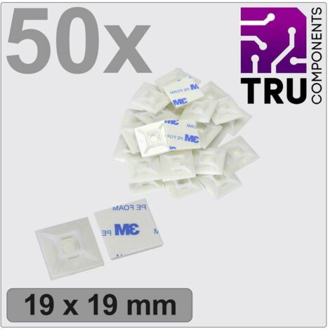 TRU COMPONENTS T24CA067 Embase de fixation autocollant, vissable TC-12888540 4 voies blanc 50 pc(s)