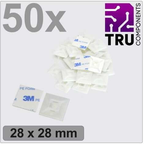 TRU COMPONENTS T24CA069 Embase de fixation autocollant, vissable TC-12888548 4 voies blanc 50 pc(s)