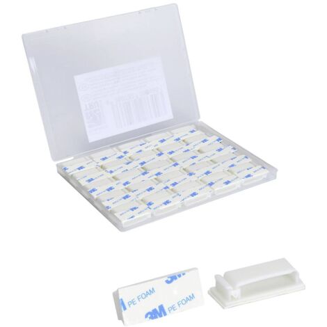 TRU COMPONENTS T24CA075 Embase de fixation autocollant TC-12888572 pour câble plat, refermable blanc 50 pc(s) A559123