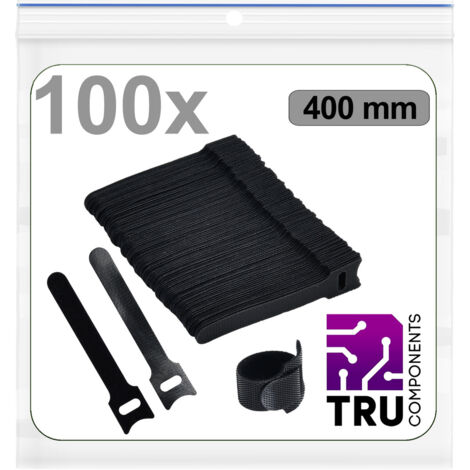 TRU COMPONENTS T24CA100  Klettkabelbinder zum Bündeln Haft- und Flauschteil (L x B) 400 mm x 16 mm S