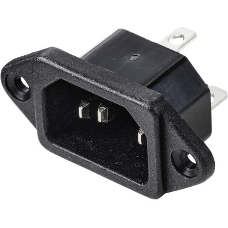 TRU COMPONENTS TC-10088412 Kaltgeräte-Steckverbinder C14 Flanschstecker Gesamtpolzahl: 3 10 A Schwar