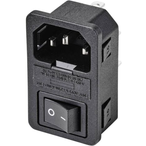 TRU COMPONENTS TC-10088420 Connettore IEC Spina verticale Tot poli: 2 10 A Nero 1 pz.
