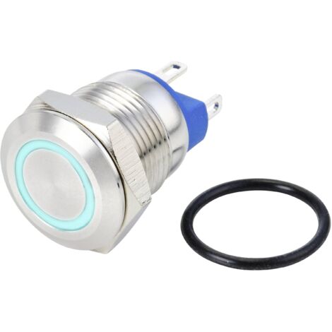 TRU COMPONENTS TC-10090904 GQ12-AF-10E/J/B/24V/S Interrupteur antivandalisme 48 V/DC 2 A 1 x Off/(On) à rappel bleu IP6