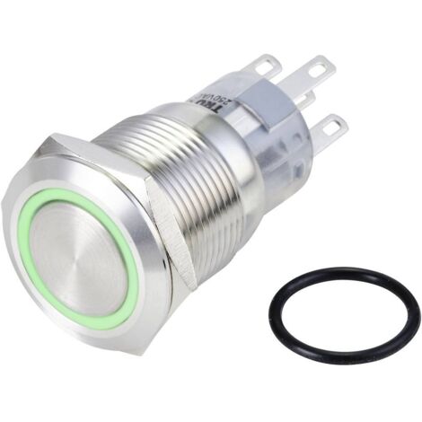 TRU COMPONENTS TC-10090932 LAS1-AGQ-11E/G/24V/S Pulsante antivandalo 250 V/AC 3 A 1 x On / (On) Momentaneo Verde IP65 1
