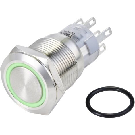 TRU COMPONENTS TC-10090964 LAS1-AGQ-22E/G/24V/S Bouton-poussoir antivandalisme 250 V/AC 3 A 2 x On/(On) à rappel vert I