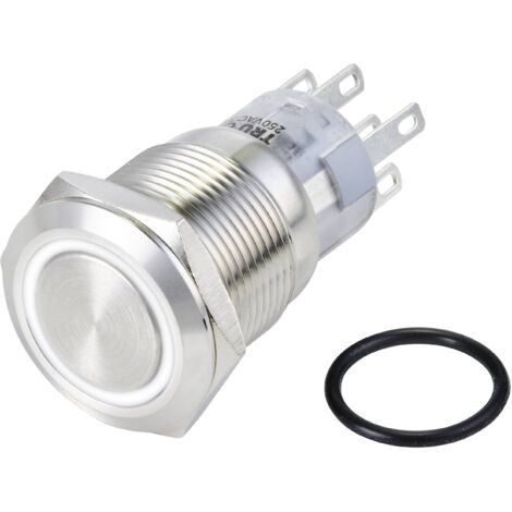 TRU COMPONENTS TC-10090972 LAS1-AGQ-22E/W/24V/S Bouton-poussoir antivandalisme 250 V/AC 3 A 2 x On/(On) à rappel blanc IP65 1 pc(s) S554122